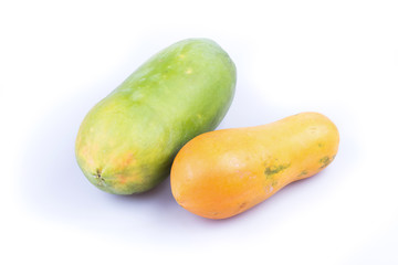 ripe papaya fruit isolated on white background
