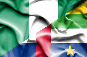 Waving flag of Central African Republic and Nigeria
