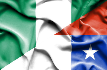 Waving flag of Chile and Nigeria