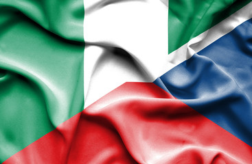 Obraz premium Waving flag of Czech Republic and Nigeria