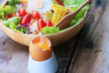 Vegetables salad eggs with mayonnaise