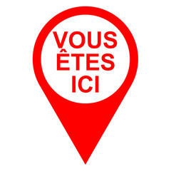 Icono texto VOUS ETES ICI localizacion rojo