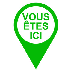 Icono texto VOUS ETES ICI localizacion verde