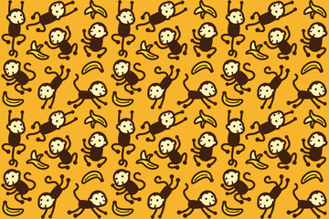 おさるさんとバナナの模様 © michikodesign