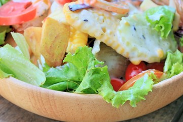 Vegetables salad eggs with mayonnaise