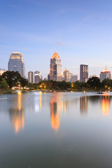 Obraz na płótnie Canvas View of Bangkok Cityscape from Lumpini Park