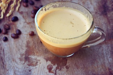 Hot coffee with bean - vintage