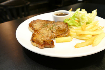 pork steak with sauce