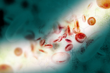 Digital illustration of streaming blood cells