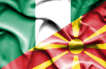 Obraz premium Waving flag of Macedonia and Nigeria