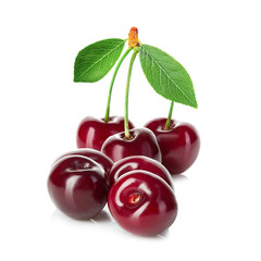 Cherries isolated on white background