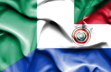 Waving flag of Paraguay and Nigeria