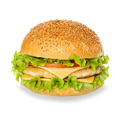 Cheeseburger isolated on white background