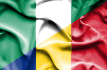 Obraz premium Waving flag of Romania and Nigeria