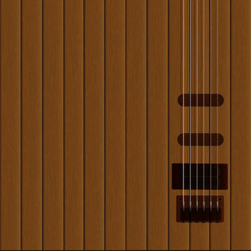guitar strings on the wooden background