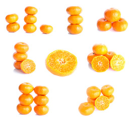 Group of orange isolated on white background