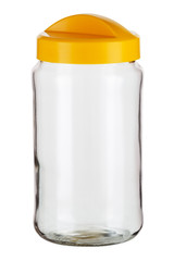 Glass jar for loose products on a white isolated