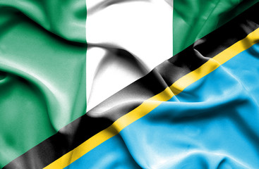 Waving flag of Tanzania and Nigeria