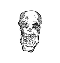 grunge skull in doodle style