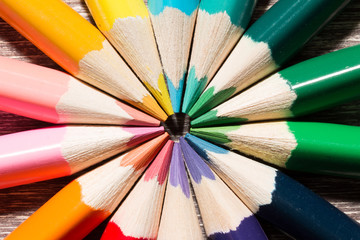 Colorful Pencils On Wooden Background