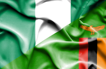 Obraz premium Waving flag of Zimbabwe and Nigeria