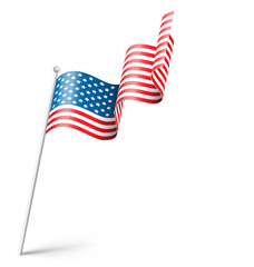Wavy USA national flag isolated on white background