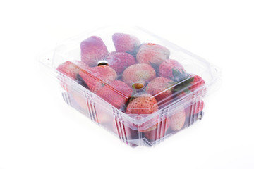 strawberry juicy fruit in plastic bag packaging isolated