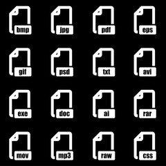 Vector white file format icon set