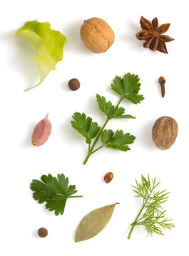 herbs and spices isolated on white