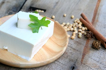 Fototapeta na wymiar Soybeans and tofu
