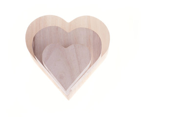 heart wood box of love isolated on white background