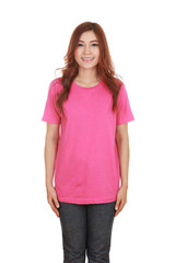 young beautiful female with blank t-shirt