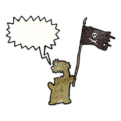 cartoon teddy bear with pirate flag