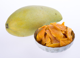 mango dry in bowl or dried mango slices.
