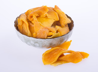 mango dry in bowl or dried mango slices.