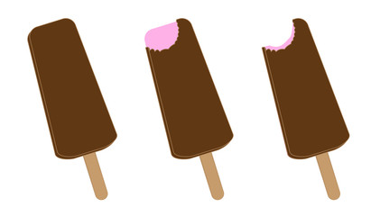 Delicious ice lolly with chocolate and strawberry flavor
