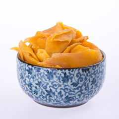 mango dry in bowl or dried mango slices.