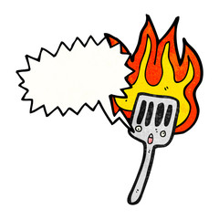 flaming hot spatula cartoon