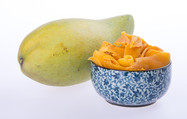 mango dry in bowl or dried mango slices.