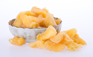 apple dry in bowl or dried apple slices.