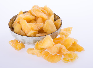 apple dry in bowl or dried apple slices.