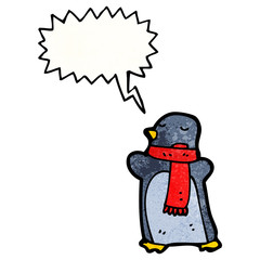 cartoon penguin with speech bubble