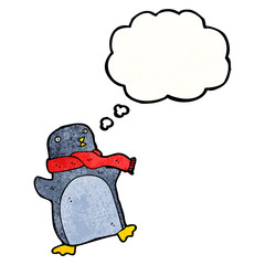 cartoon penguin with scarf