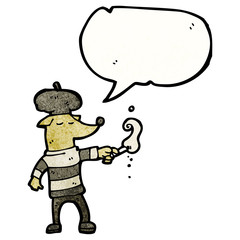 smoking dog in beret