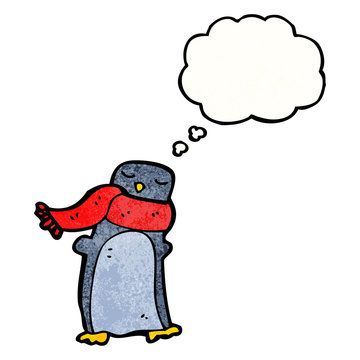 cartoon penguin with scarf