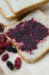 breakfast : home made bread with mulberry jam