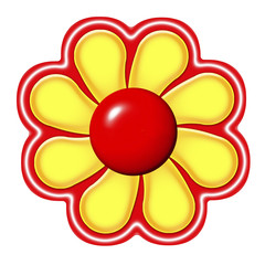 Red and yellow flower head isolated on white