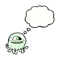 cartoon jellyfish with though bubbble