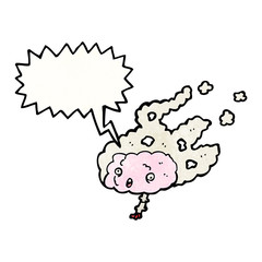 steaming brain with speech bubble