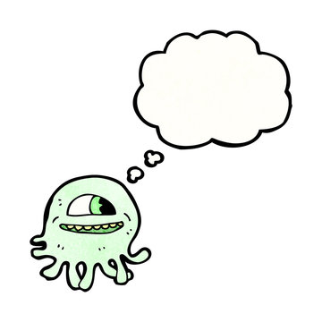 cartoon jellyfish with though bubbble